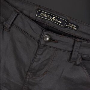 Y2K Vintage Guess By Marciano Black Skinny Cargo Waxed Jean Size 26 LIKE NEW